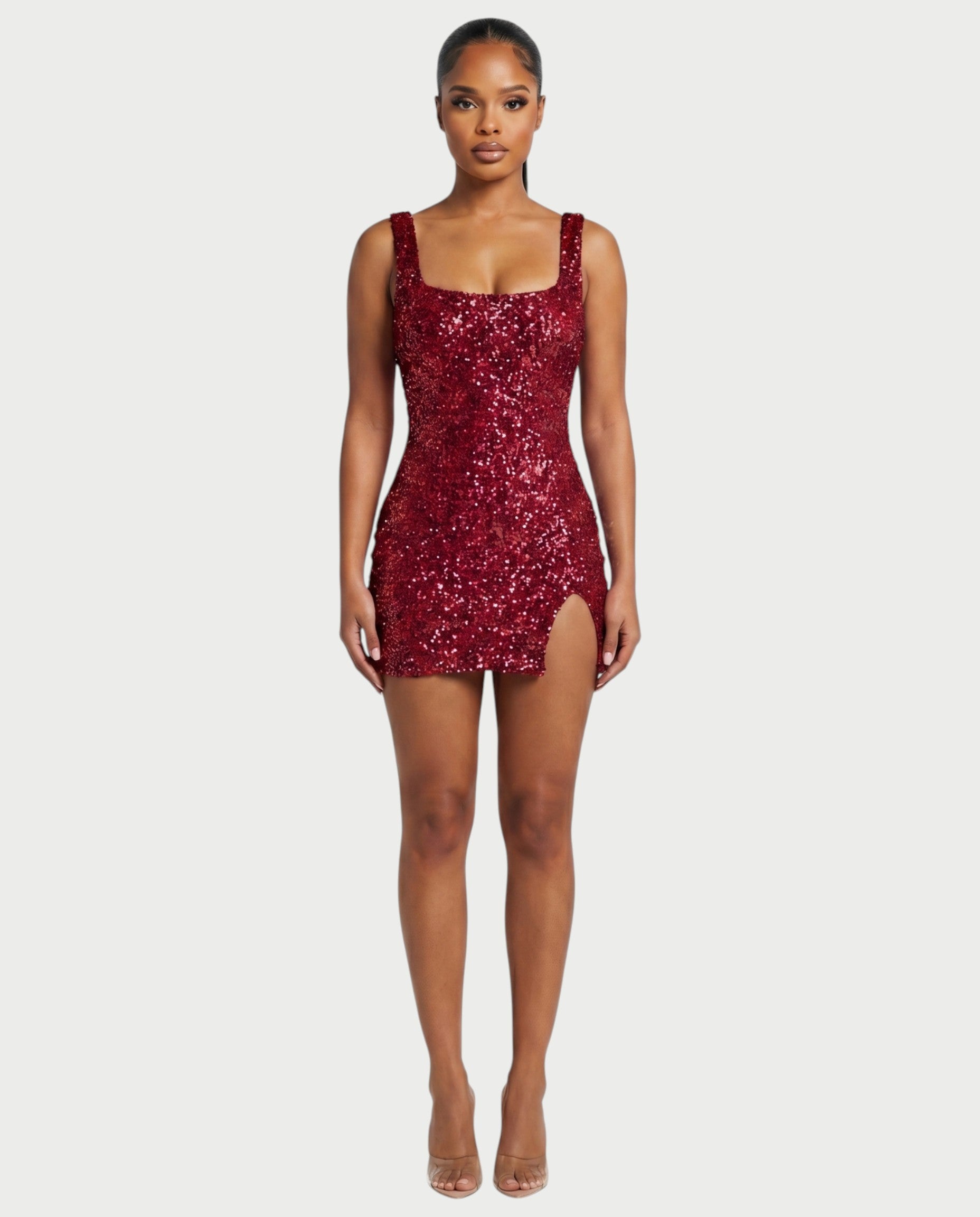ABELA Sequin Scoop Neck Bodycon Mini Dress