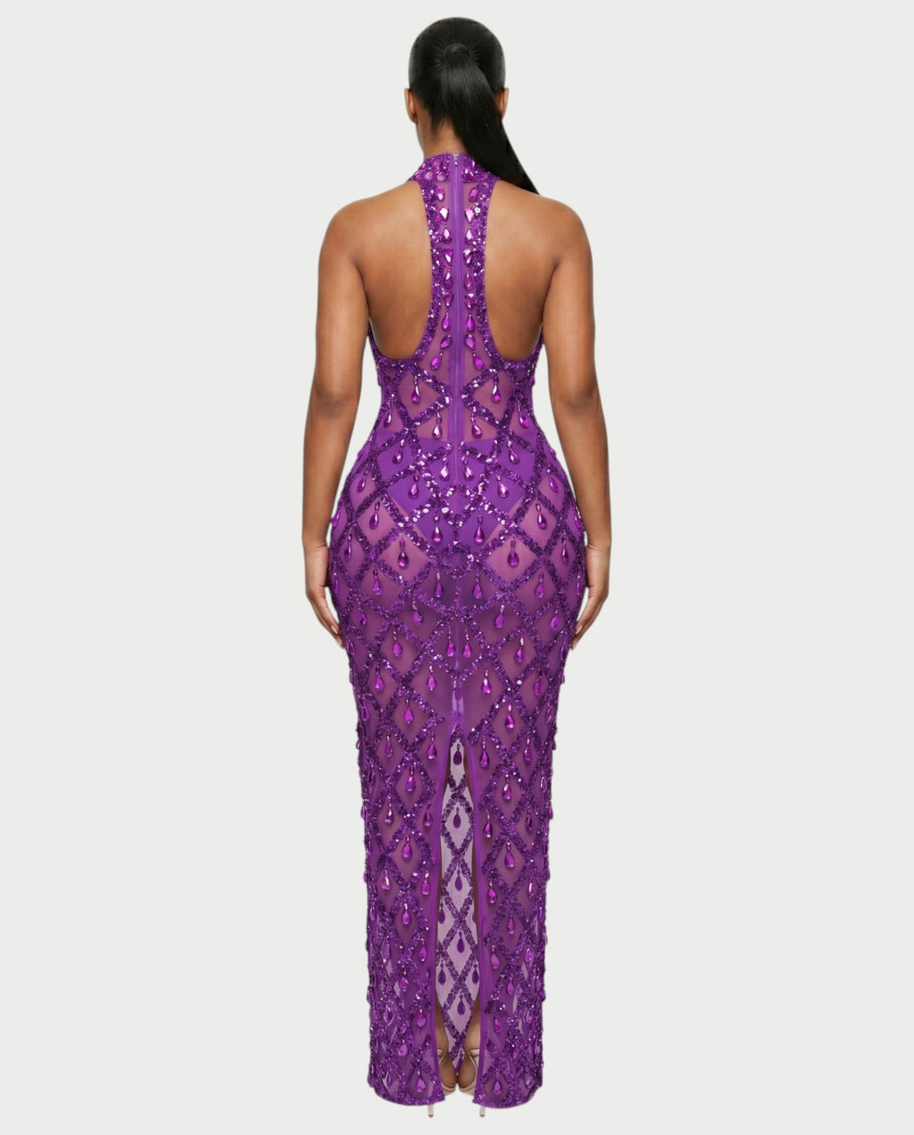 HOPE High Neck Tear Drop Rhinestone Maxi Dress