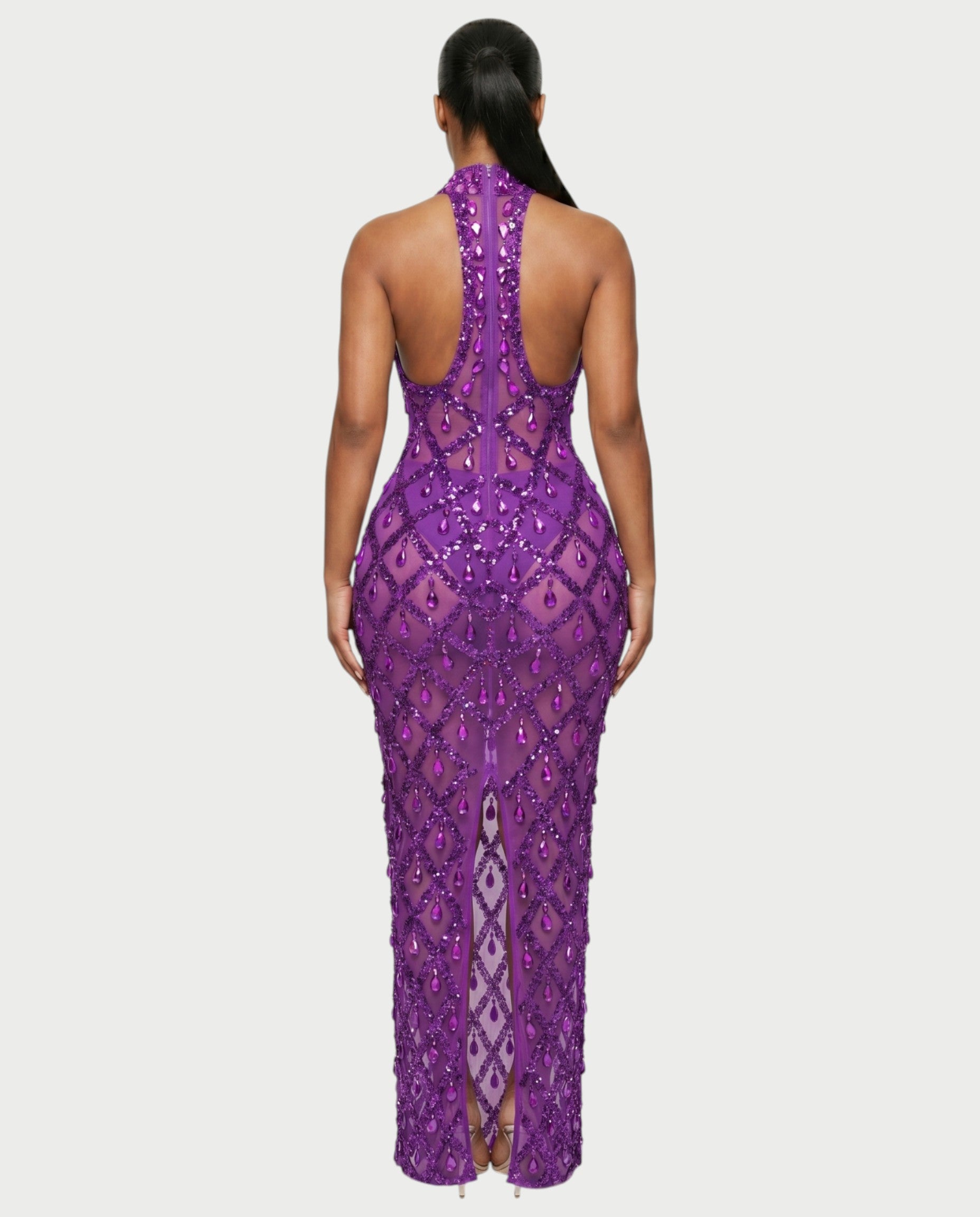 HOPE High Neck Tear Drop Rhinestone Maxi Dress