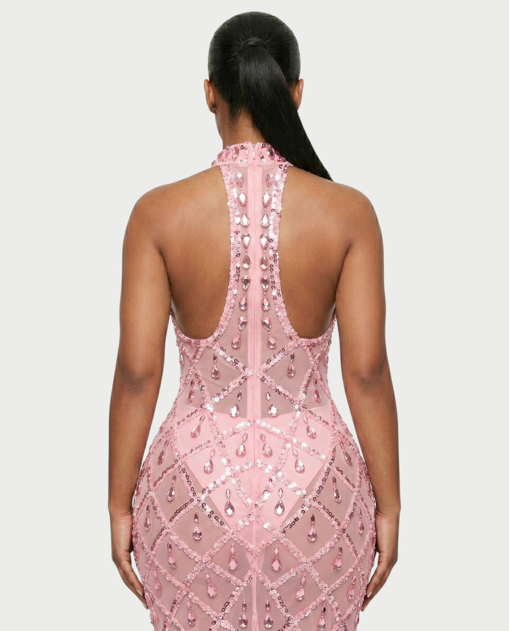 HOPE High Neck Tear Drop Rhinestone Maxi Dress