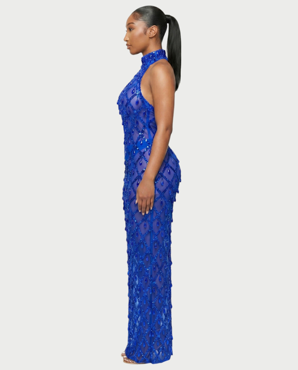 HOPE High Neck Tear Drop Rhinestone Maxi Dress