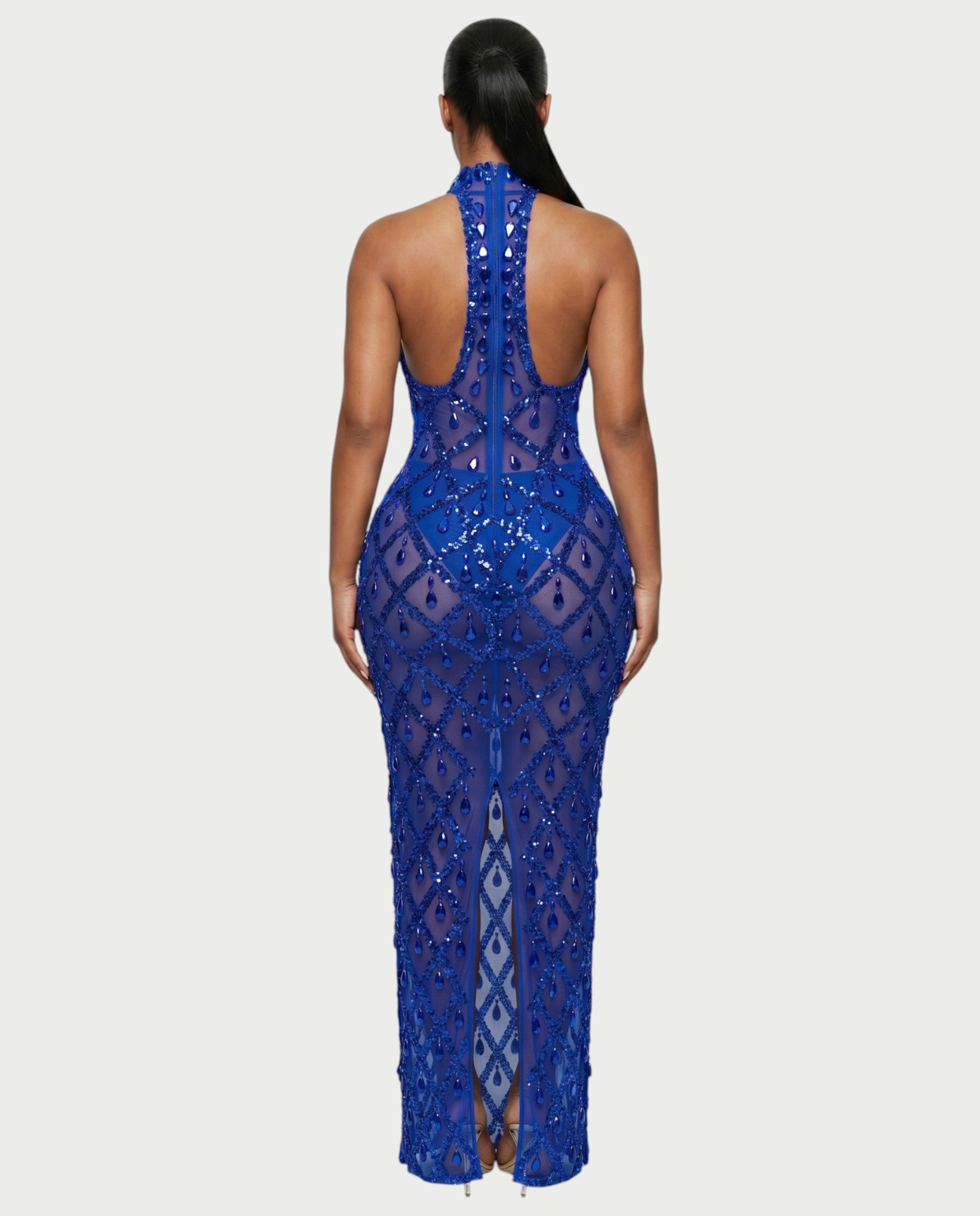 HOPE High Neck Tear Drop Rhinestone Maxi Dress