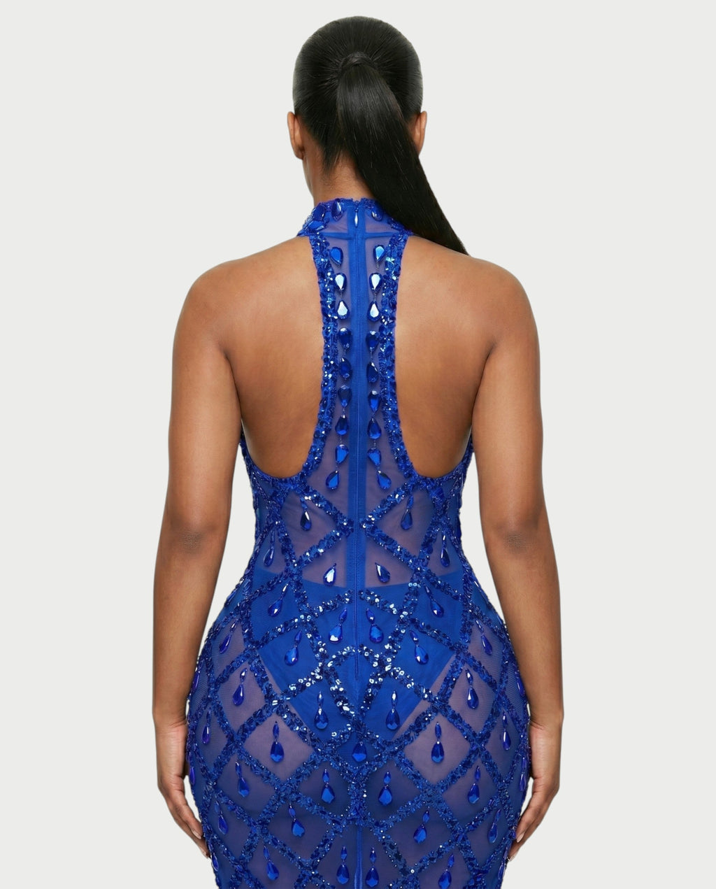 HOPE High Neck Tear Drop Rhinestone Maxi Dress