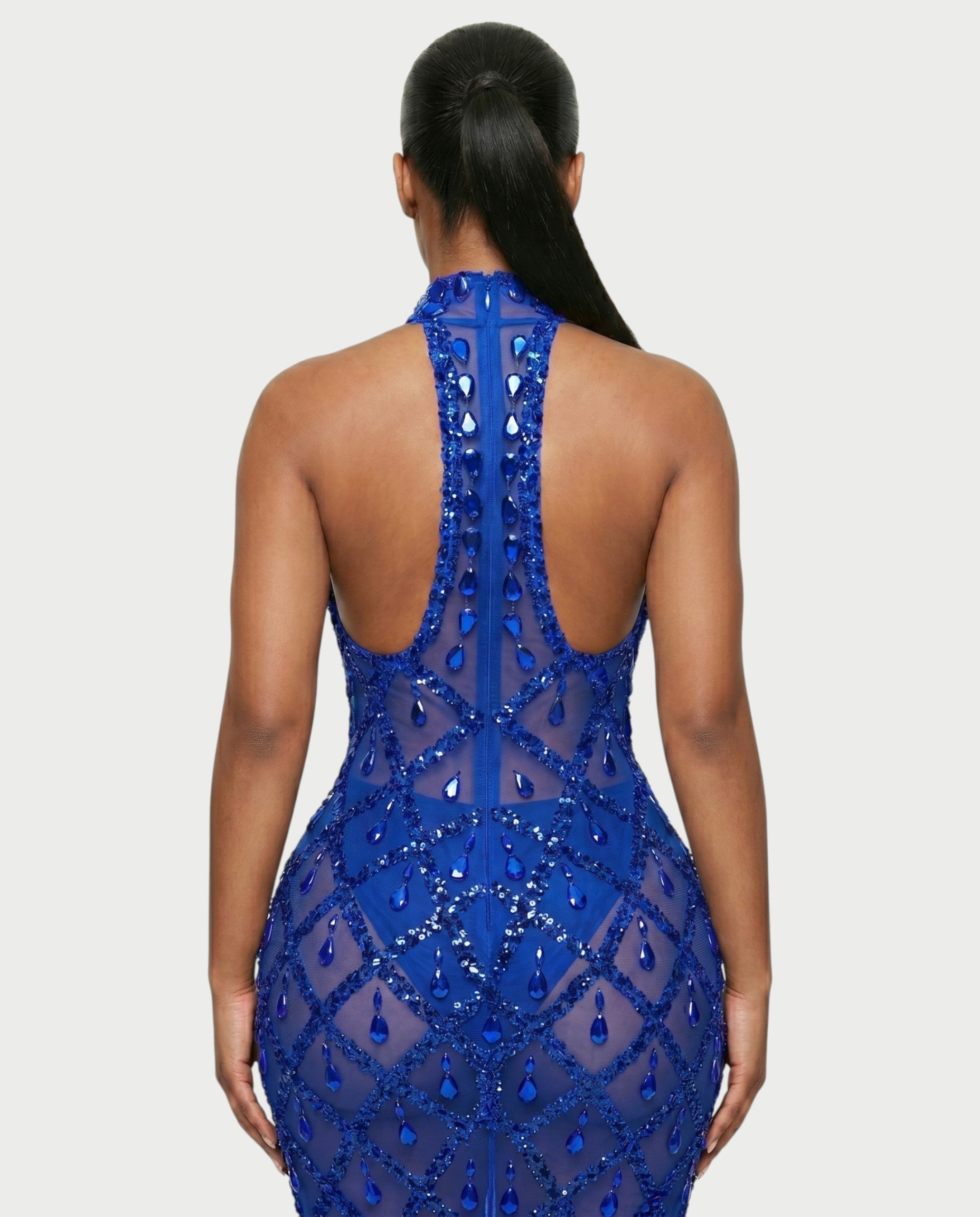 HOPE High Neck Tear Drop Rhinestone Maxi Dress