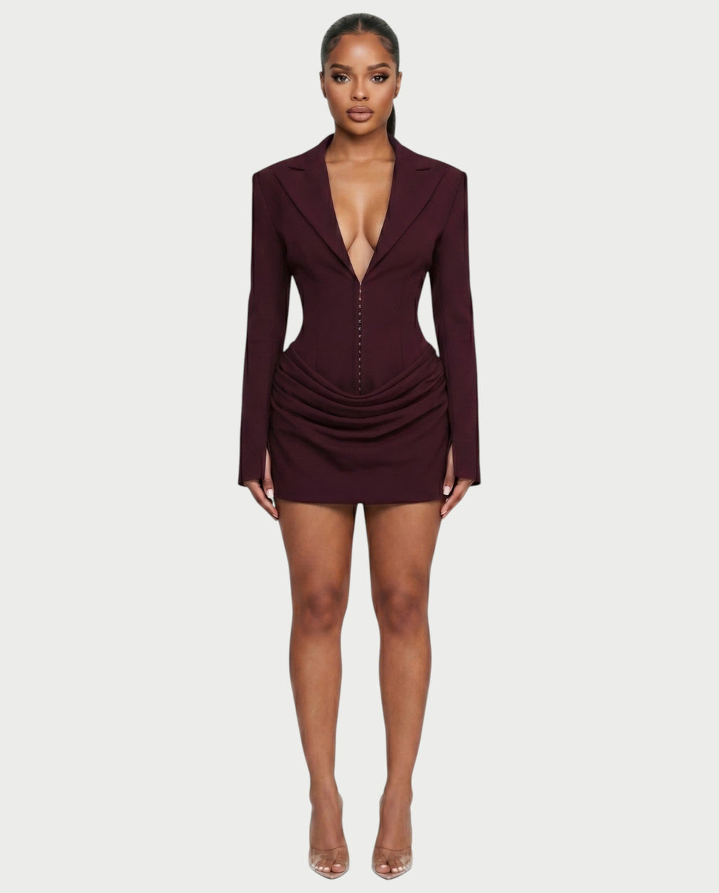 MIKAY Ruched Blazer Bodycon Mini Dress