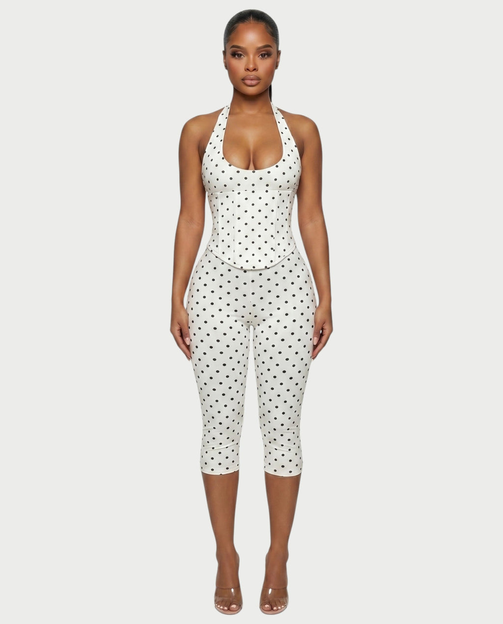 LERANIA Polka Dot Jumpsuit & Corset Set