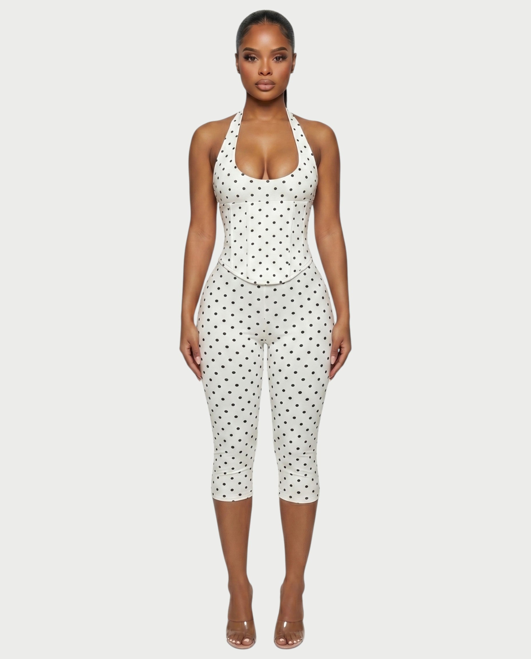 LERANIA Polka Dot Jumpsuit & Corset Set