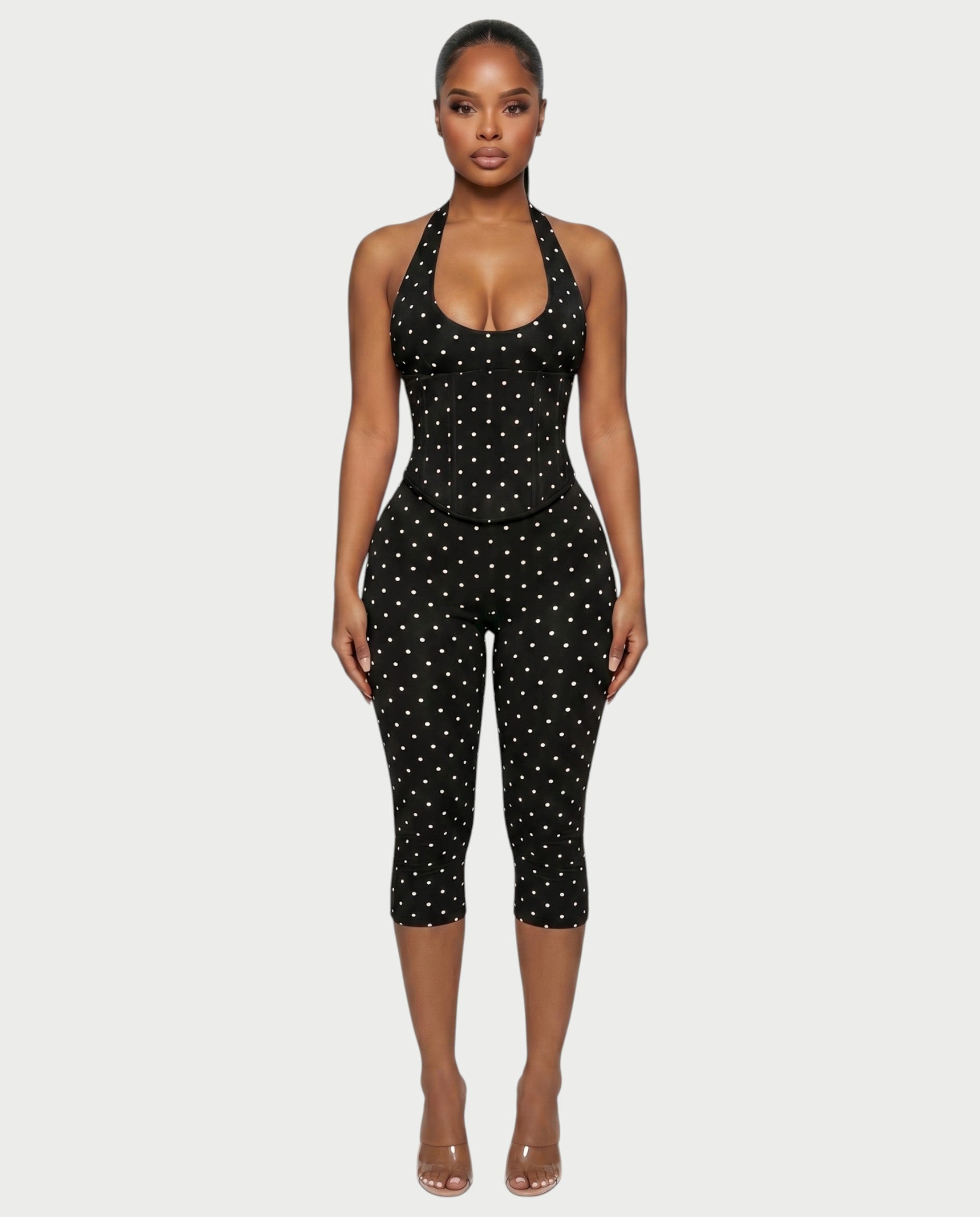 LERANIA Polka Dot Jumpsuit & Corset Set