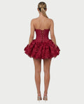LONEYA Floral Strapless Ruffle Mini Dress