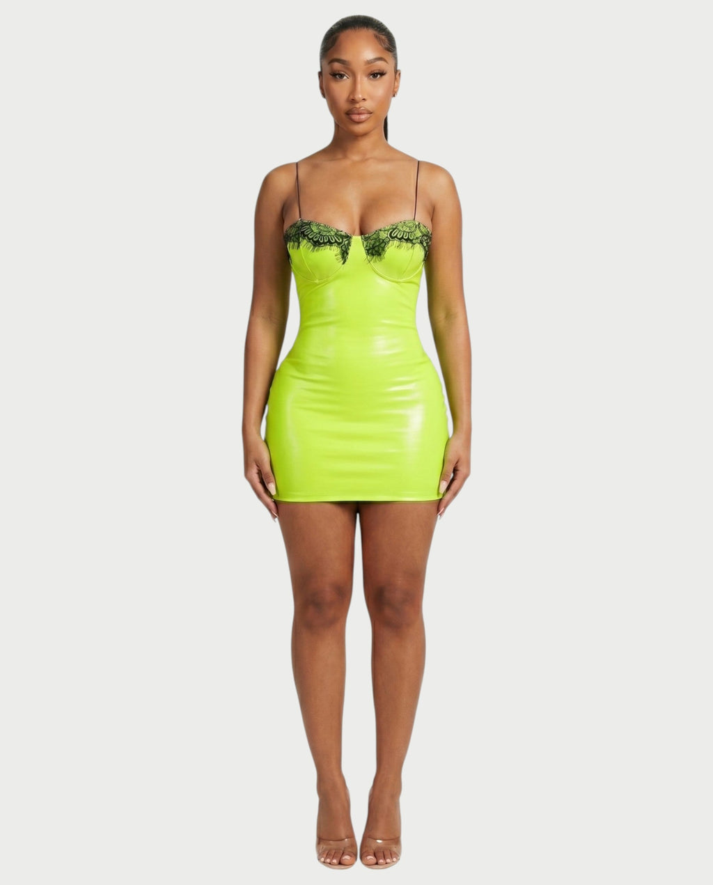 ANIRA Lace Trim Underwire Bust Bodycon Mini Dress