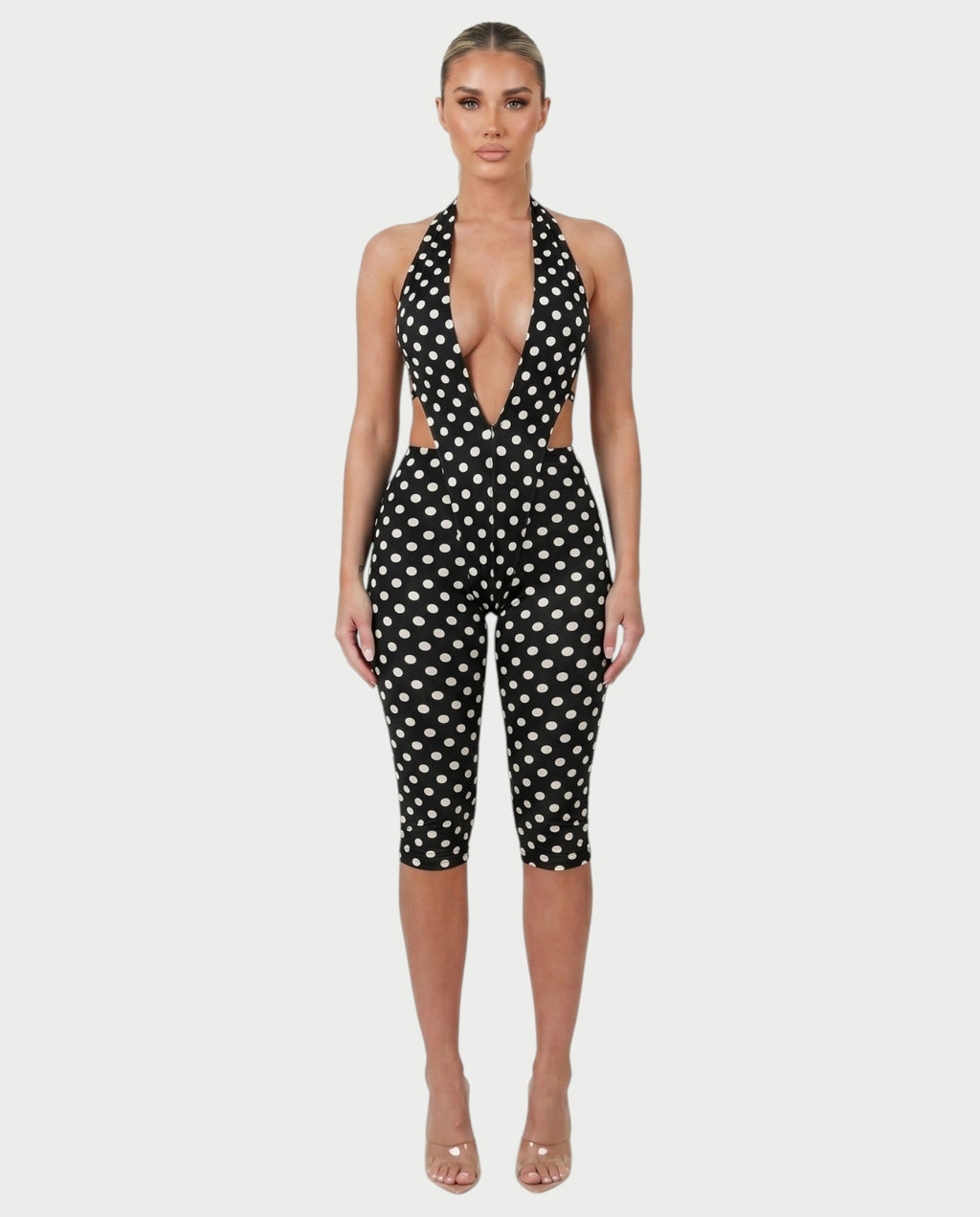 ELYNDRA Open Back Tie-Waist Polka Dot Romper
