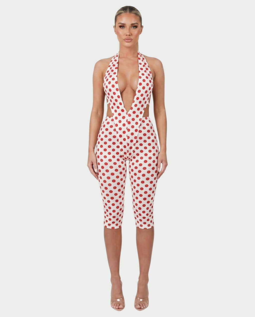 ELYNDRA Open Back Tie-Waist Polka Dot Romper