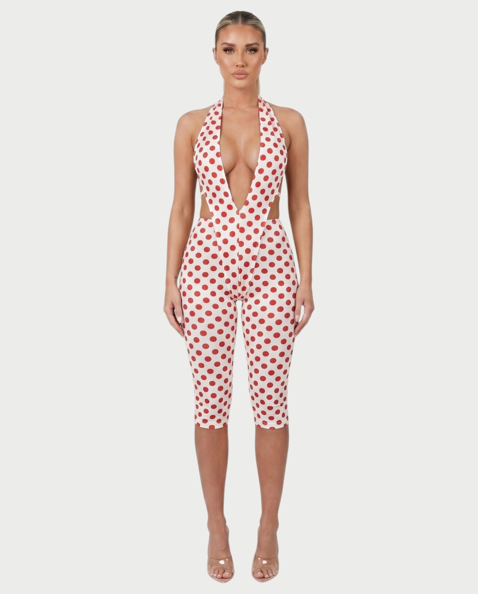 ELYNDRA Open Back Tie-Waist Polka Dot Romper