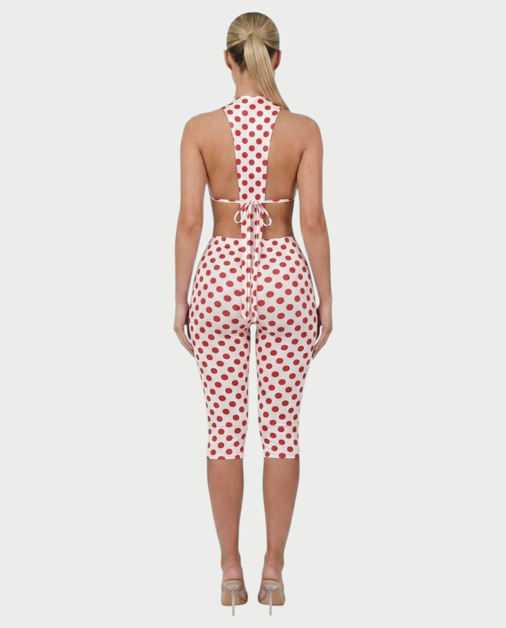 ELYNDRA Open Back Tie-Waist Polka Dot Romper