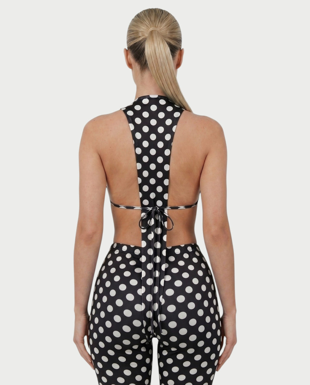 ELYNDRA Open Back Tie-Waist Polka Dot Romper
