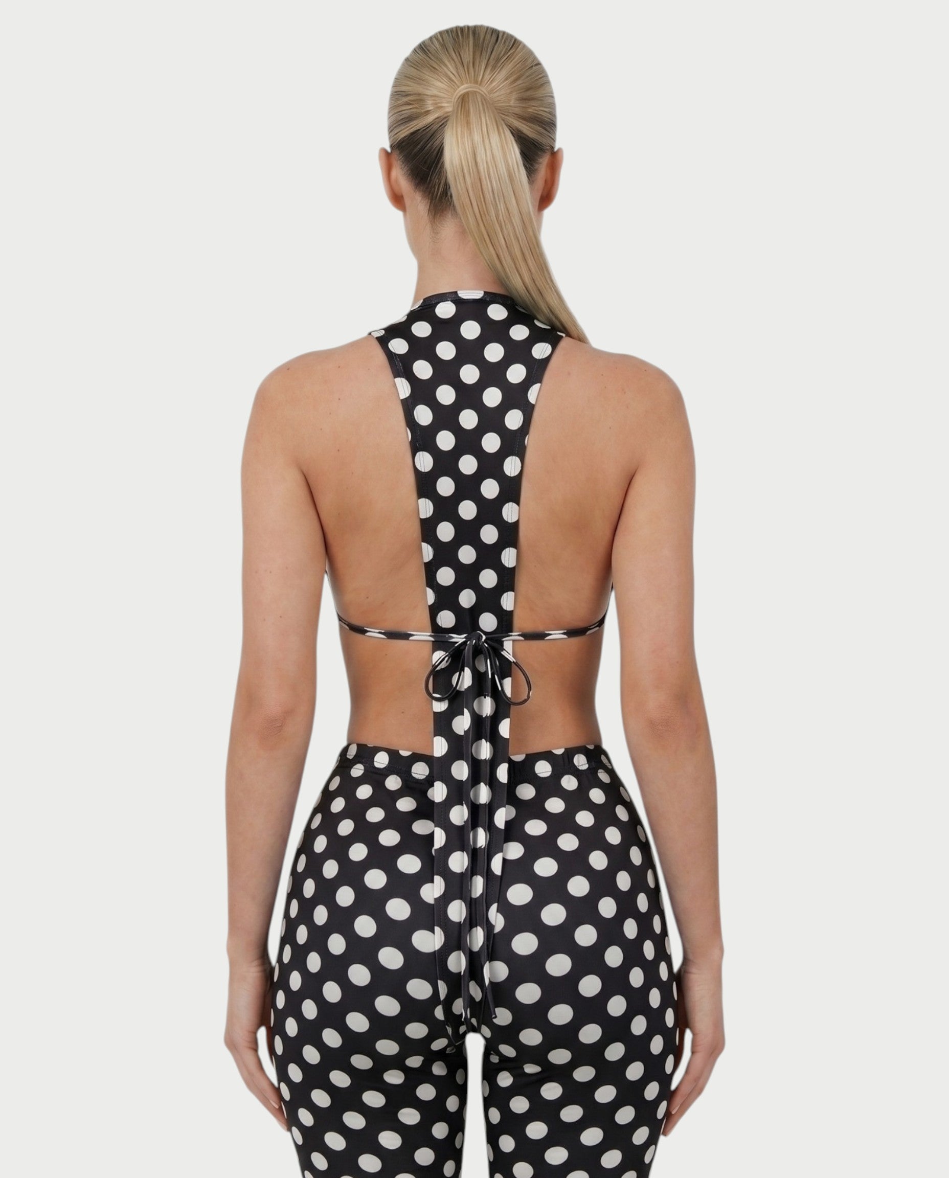 ELYNDRA Open Back Tie-Waist Polka Dot Romper