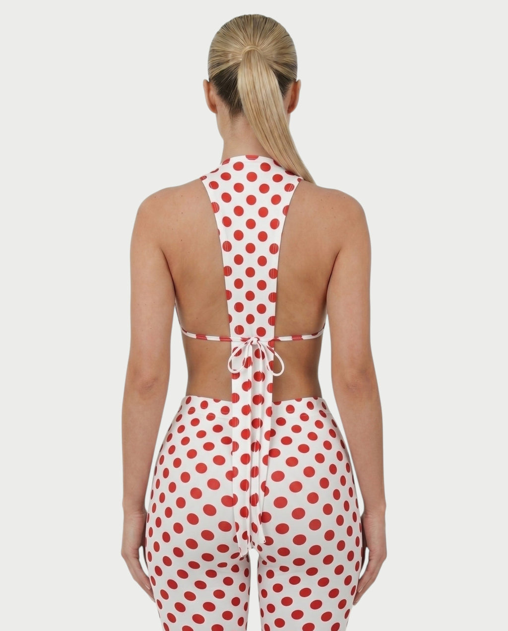 ELYNDRA Open Back Tie-Waist Polka Dot Romper