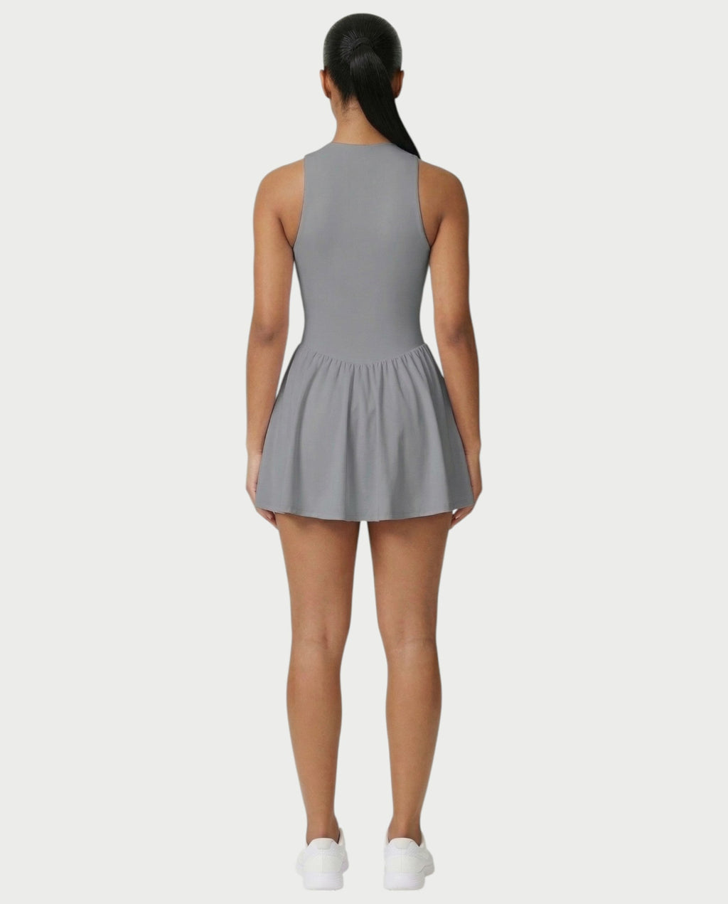 CAPRICE Zip-Front Sport Flared Tennis Skirt Mini Dress