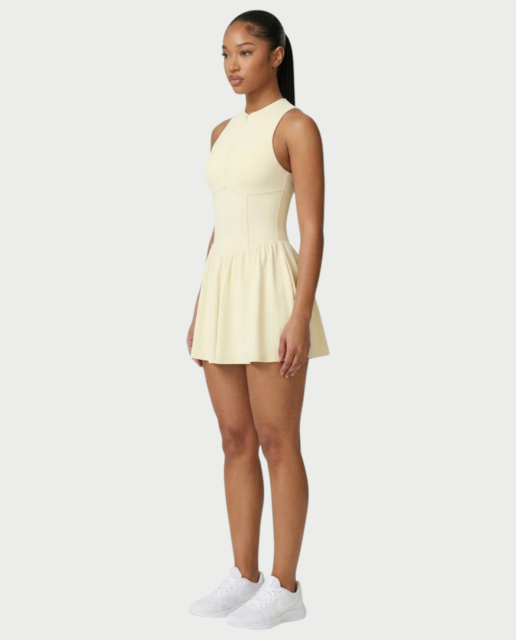 CAPRICE Zip-Front Sport Flared Tennis Skirt Mini Dress