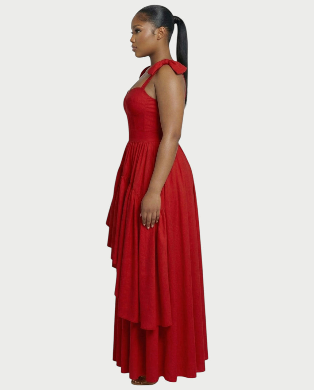 NARIMA Bow Ruffle Maxi Dress