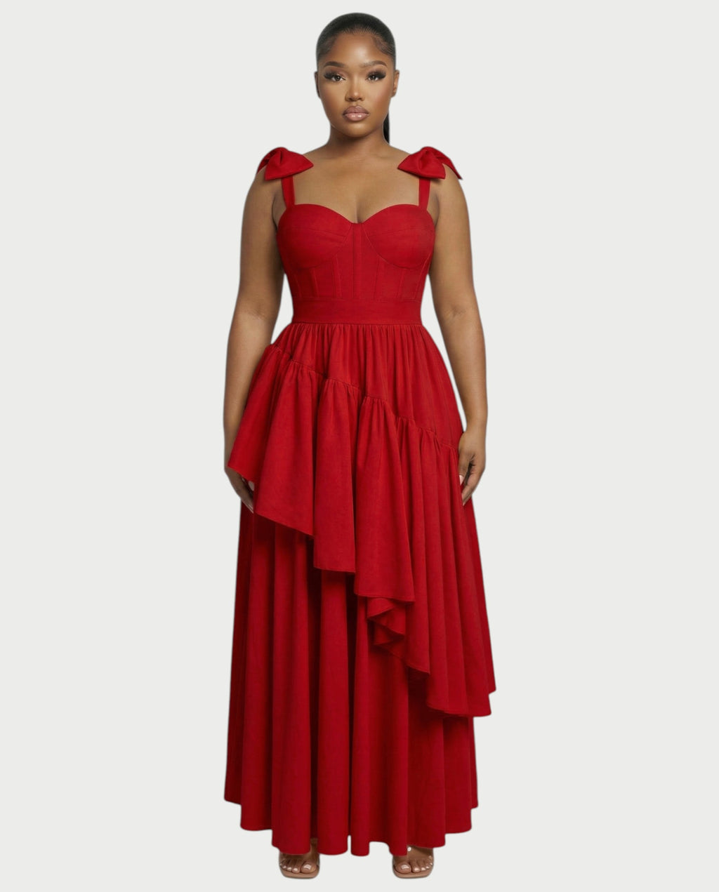 NARIMA Bow Ruffle Maxi Dress