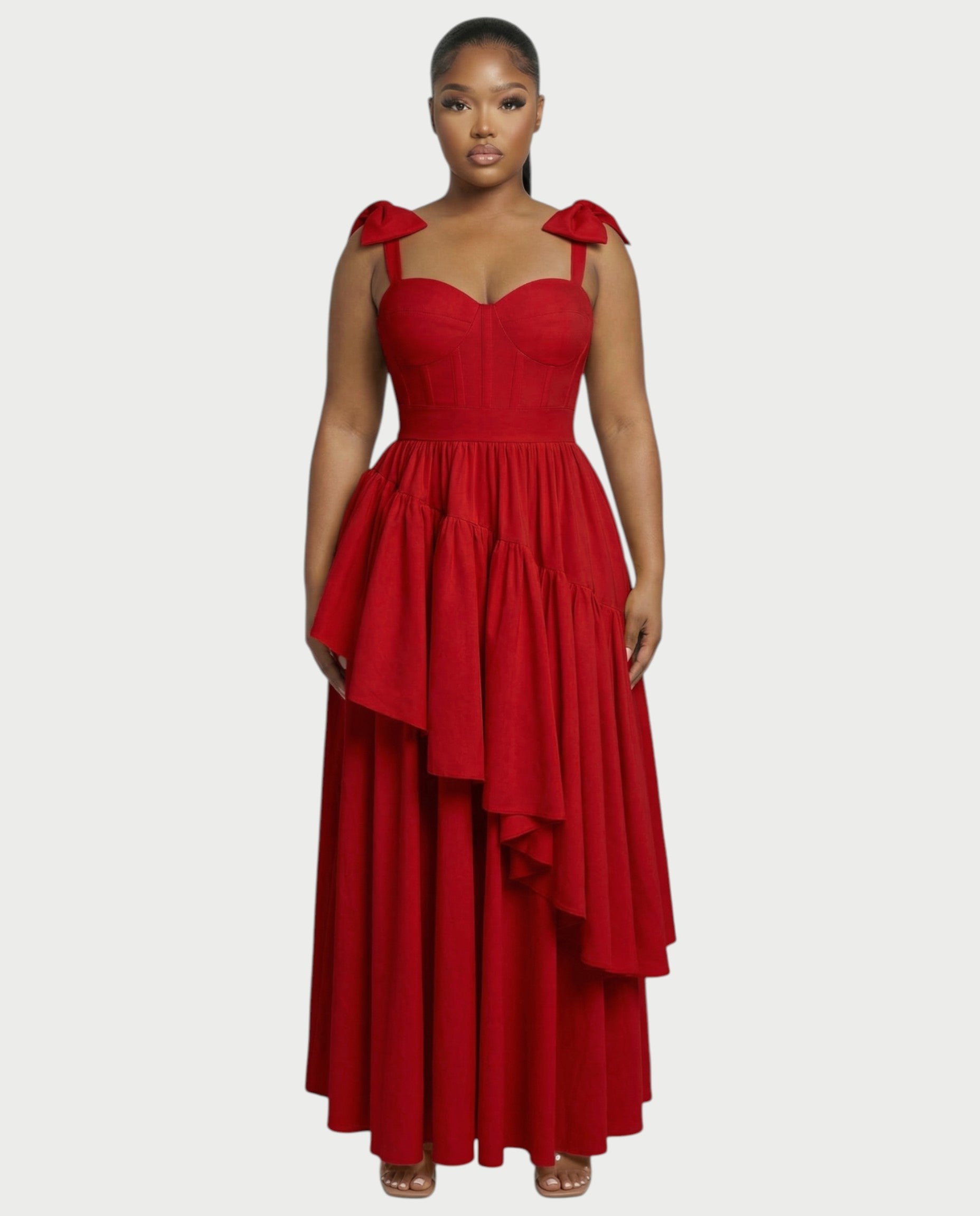 NARIMA Bow Ruffle Maxi Dress