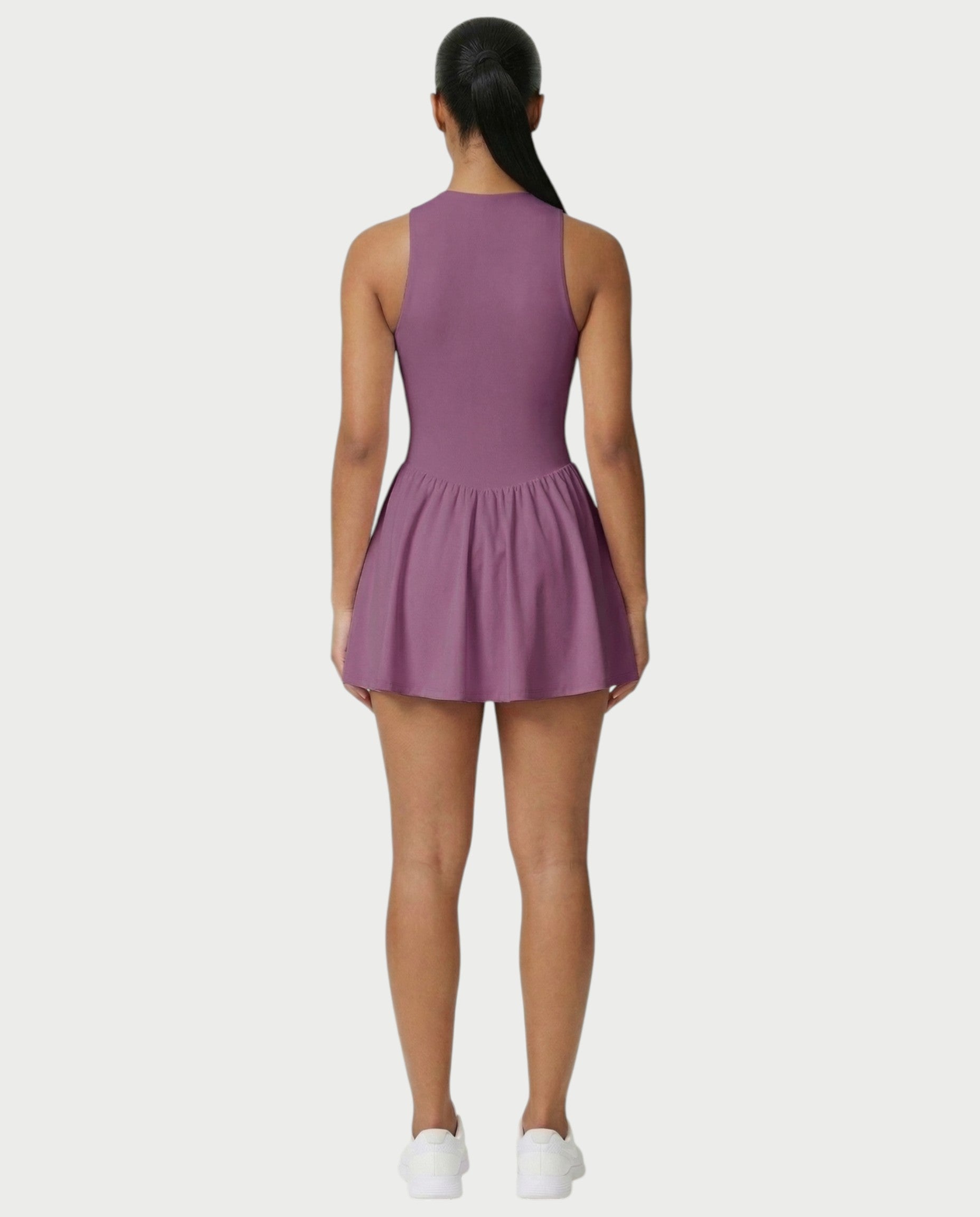 CAPRICE Zip-Front Sport Flared Tennis Skirt Mini Dress