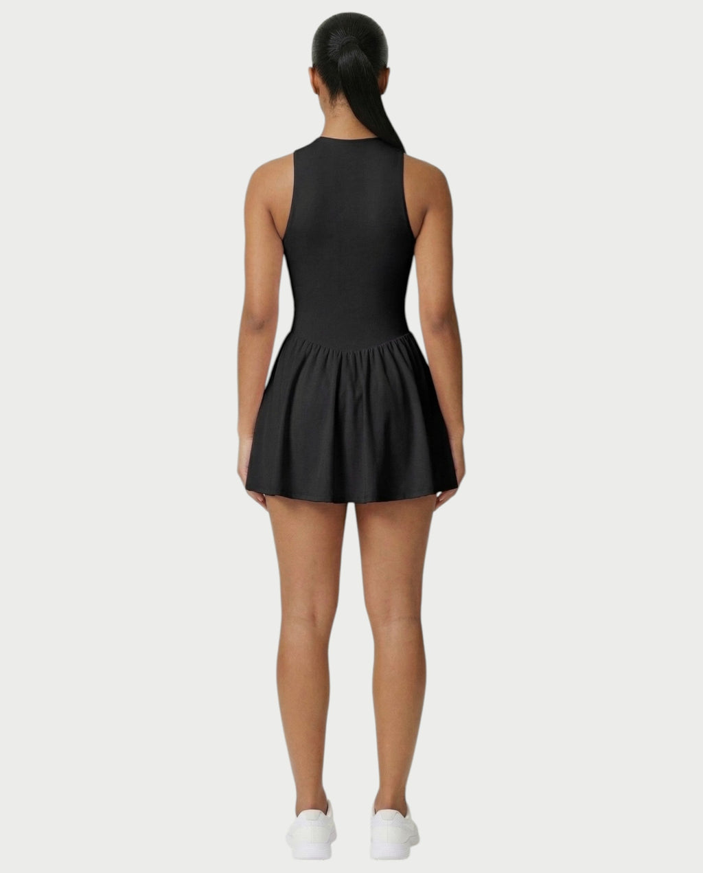 CAPRICE Zip-Front Sport Flared Tennis Skirt Mini Dress