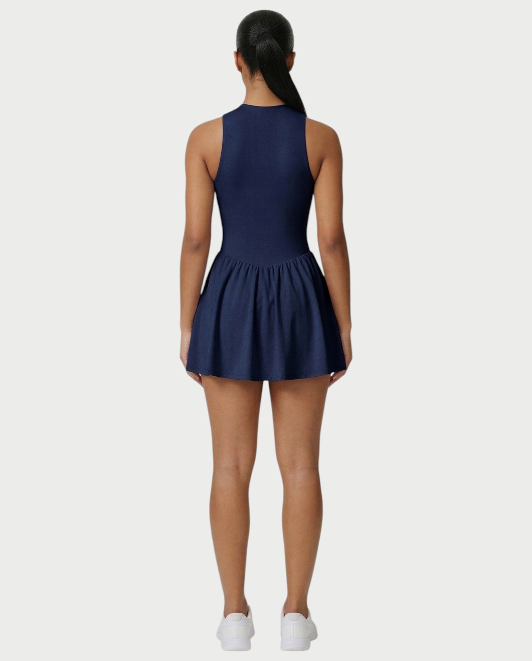 CAPRICE Zip-Front Sport Flared Tennis Skirt Mini Dress