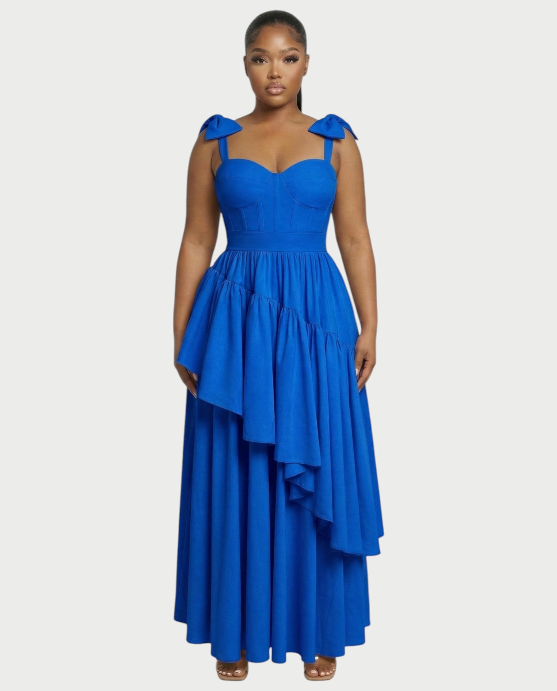 NARIMA Bow Ruffle Maxi Dress