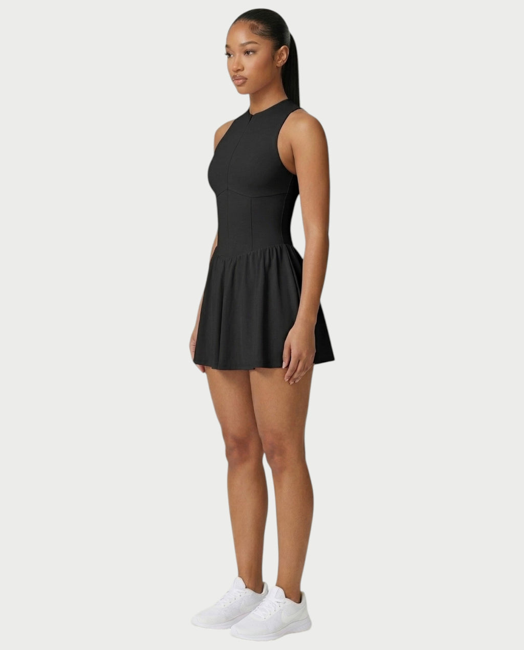 CAPRICE Zip-Front Sport Flared Tennis Skirt Mini Dress