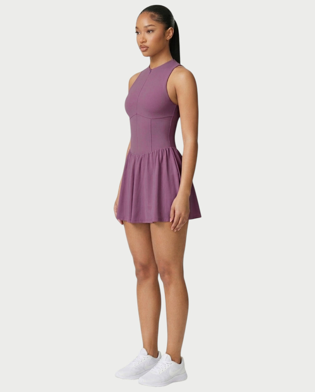 CAPRICE Zip-Front Sport Flared Tennis Skirt Mini Dress