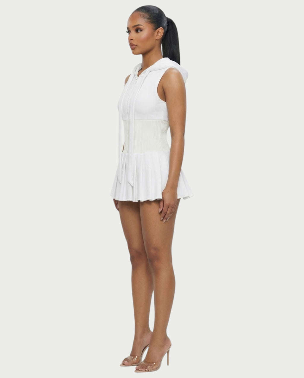 KARYS Zip-Front Hooded Mini Dress