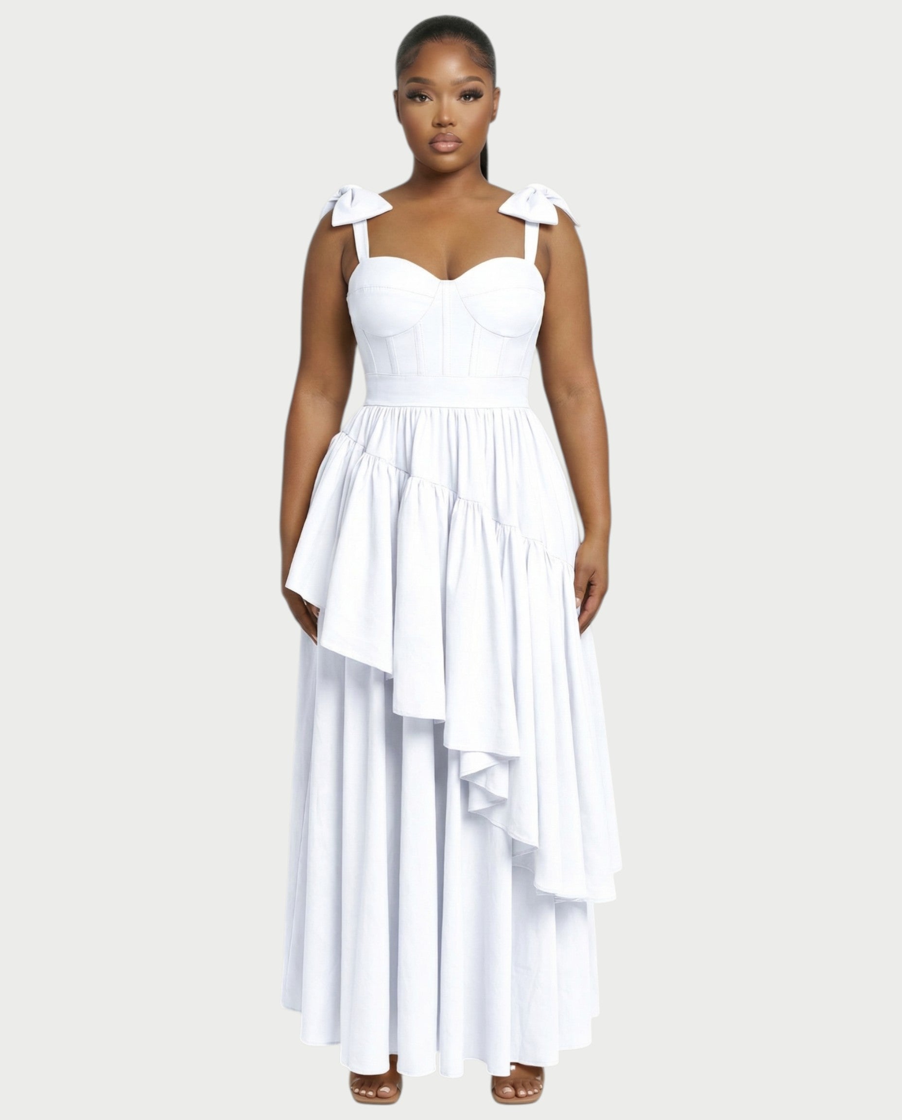 NARIMA Bow Ruffle Maxi Dress