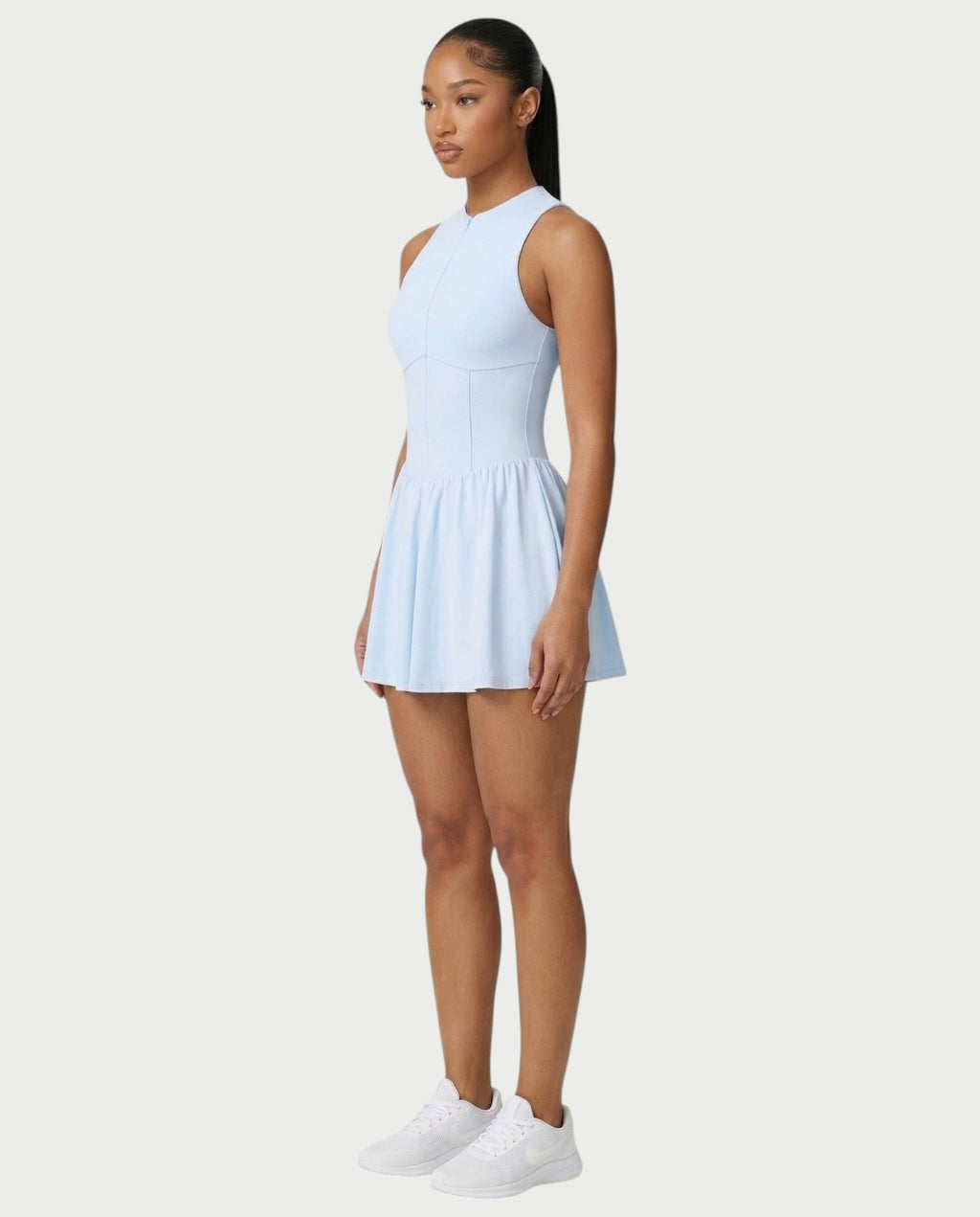 CAPRICE Zip-Front Sport Flared Tennis Skirt Mini Dress