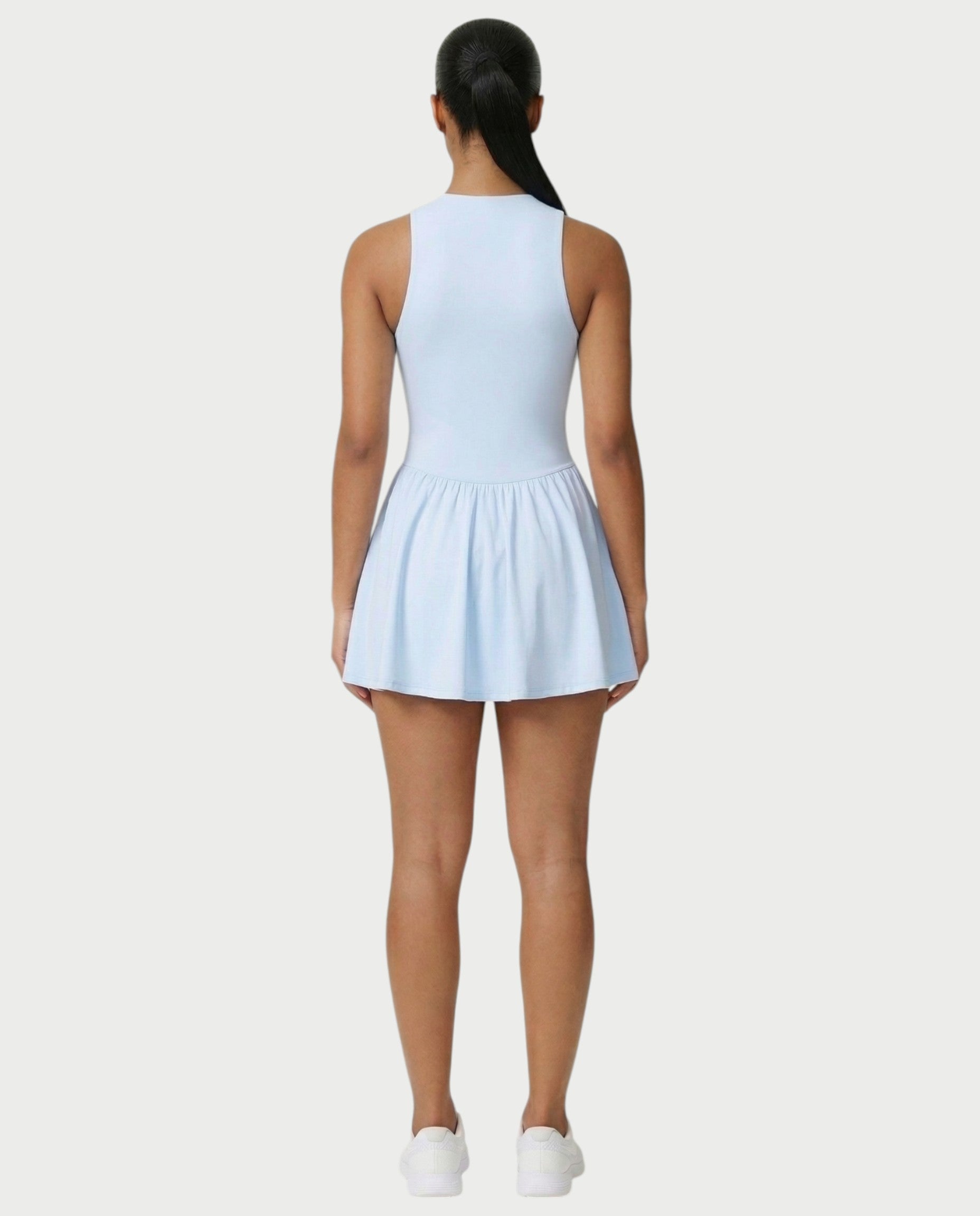CAPRICE Zip-Front Sport Flared Tennis Skirt Mini Dress