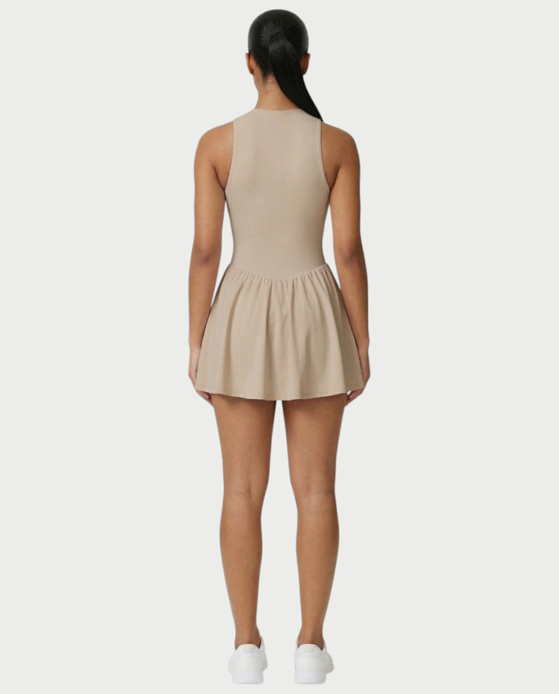 CAPRICE Zip-Front Sport Flared Tennis Skirt Mini Dress