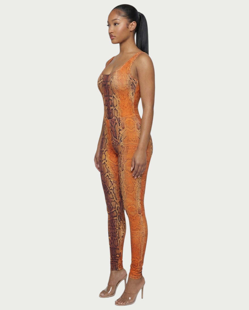 ANNELA Snake Print Bodysuit & Pants Set