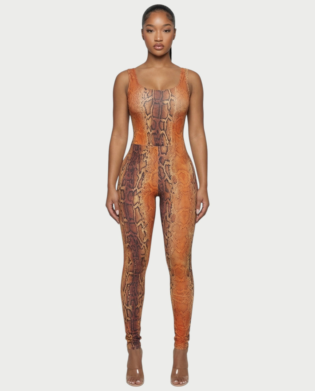 ANNELA Snake Print Bodysuit & Pants Set
