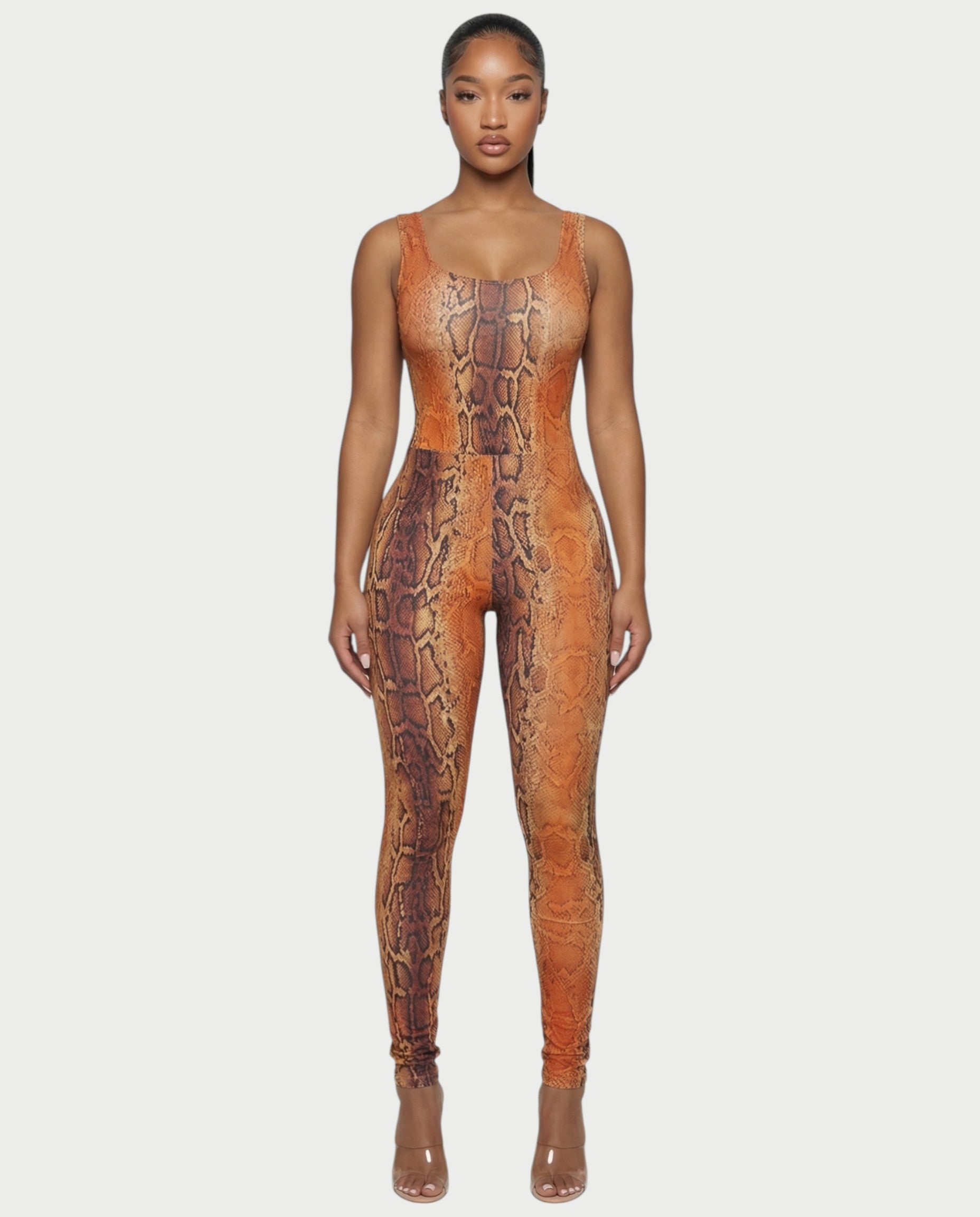 ANNELA Snake Print Bodysuit & Pants Set