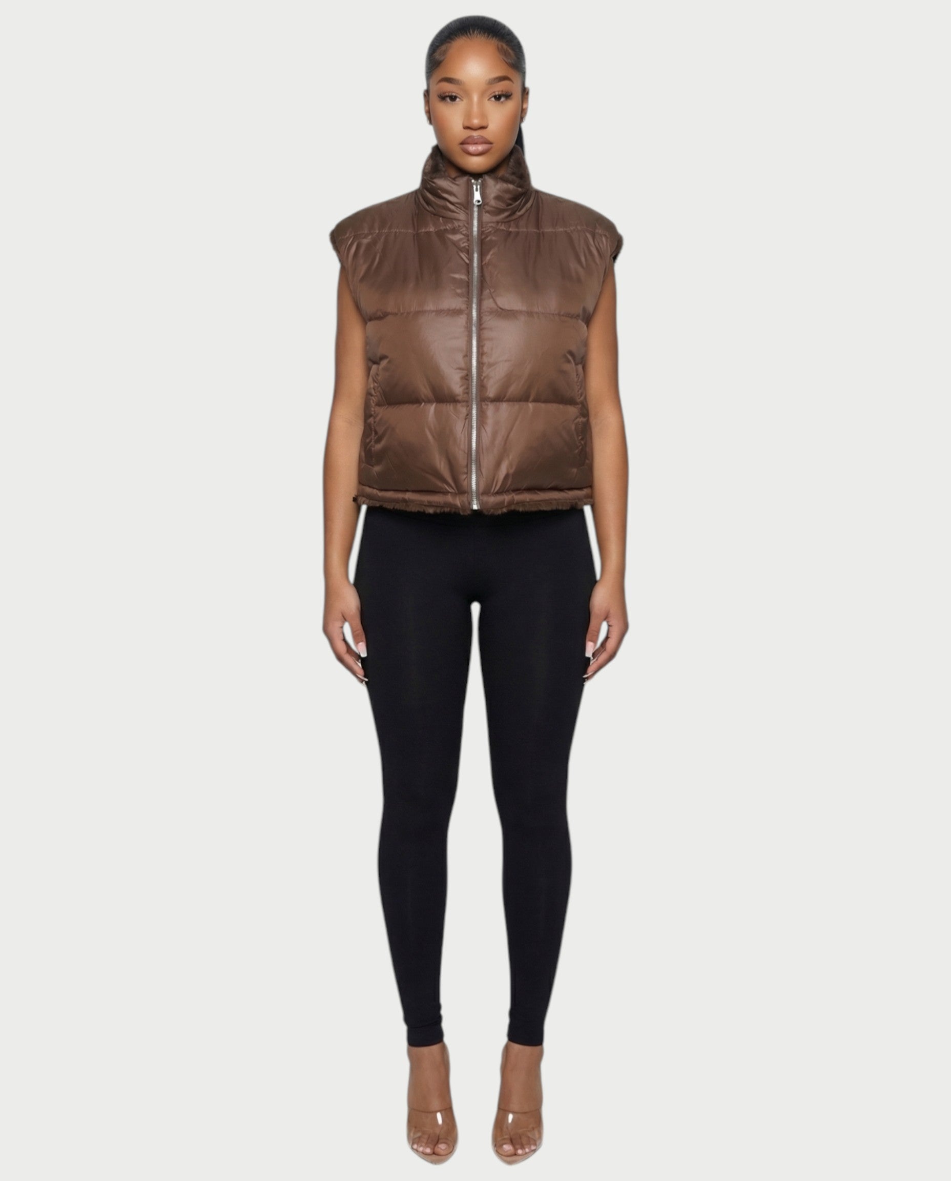 SONEYA Reversible Faux-Fur Puffer Vest