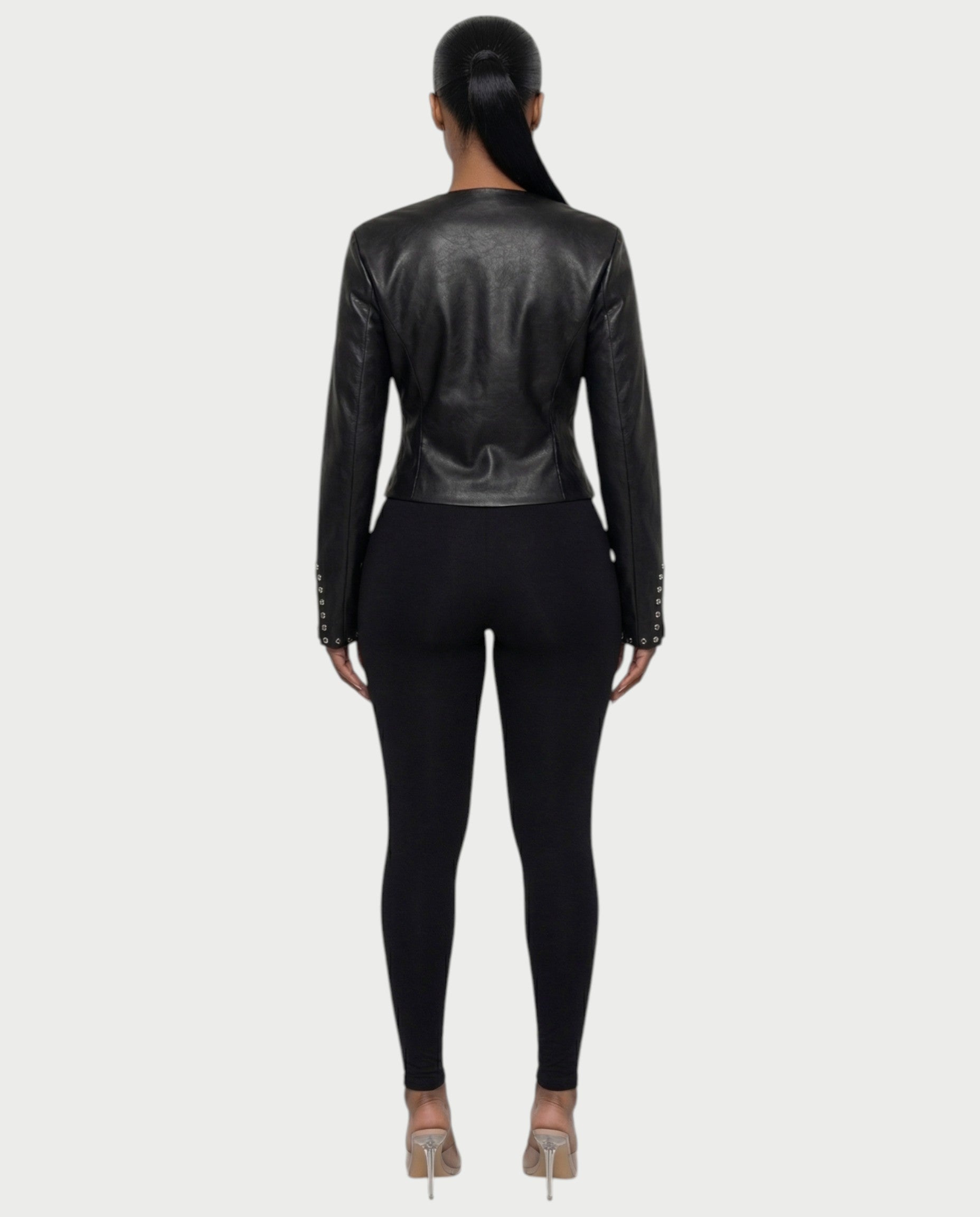 CORRY Studded Zip Leather Jacket