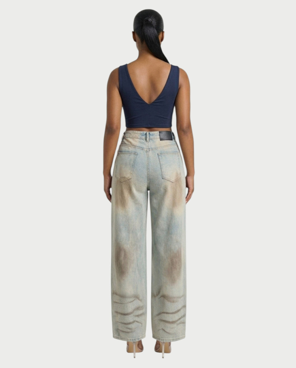 SALIE Deep V-Neck Sleeveless Crop Top