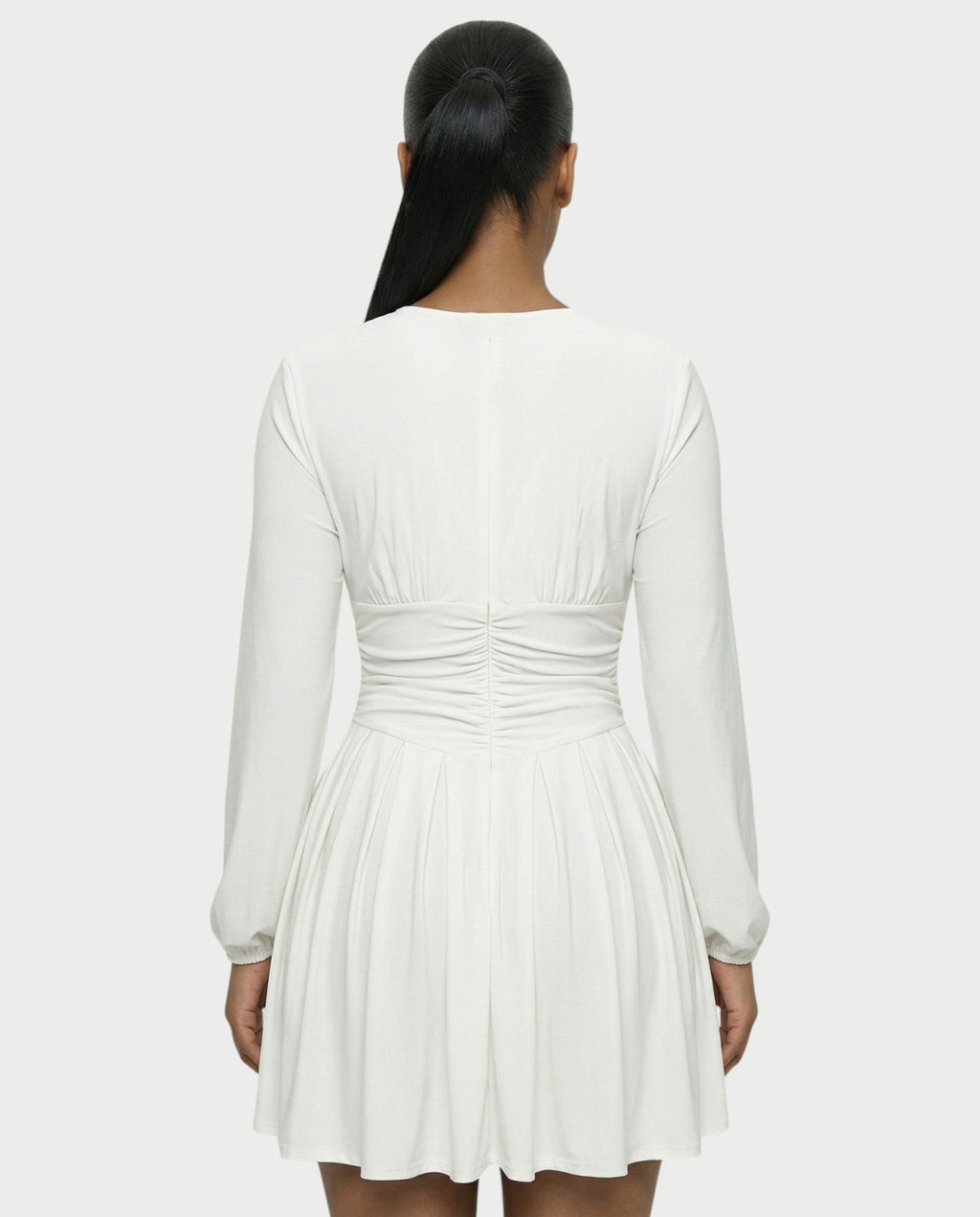 VINNA Ruched Waist-cinching Pleated Mini Dress