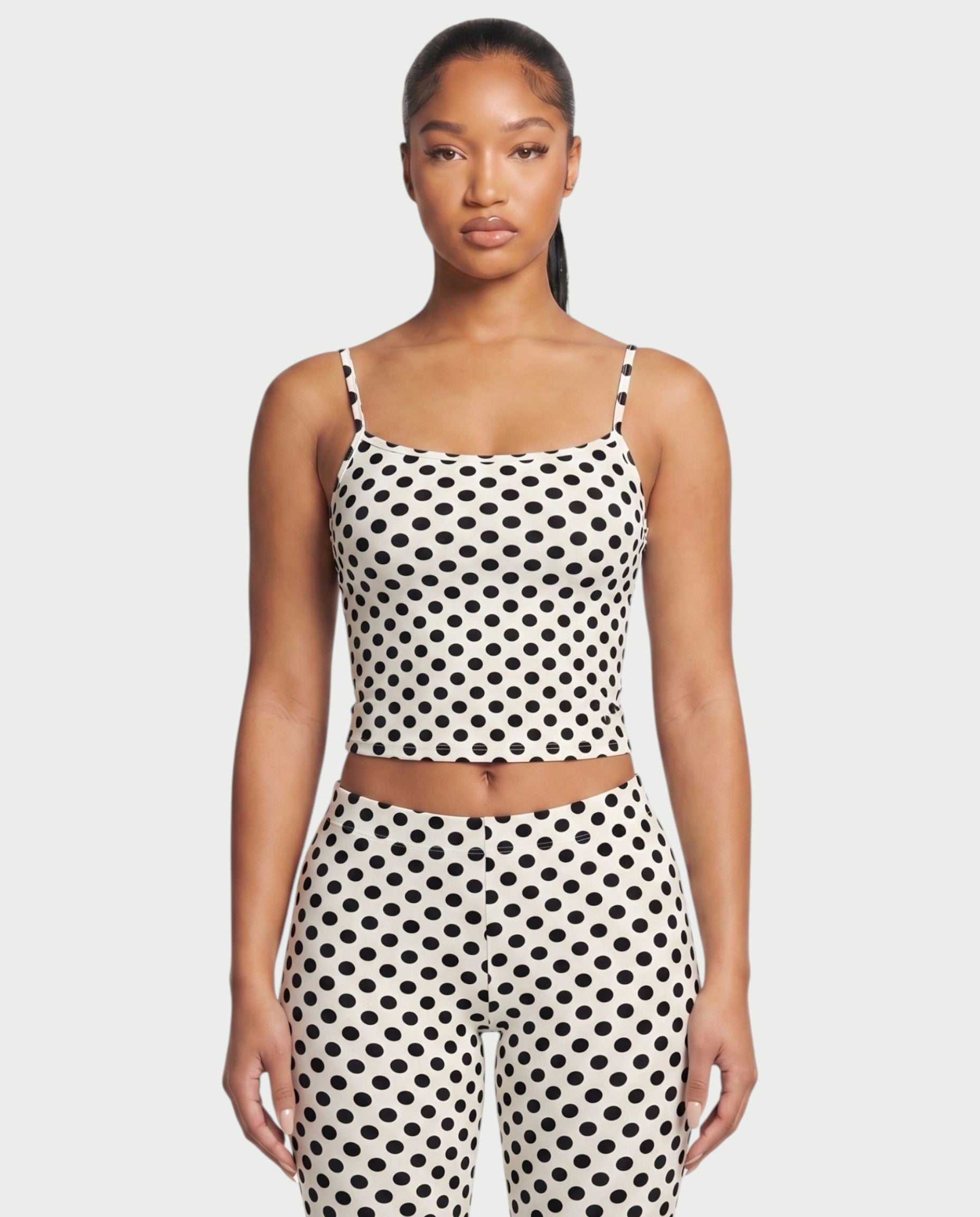 MERINA Polka Dot Crop Top & Capri Pants Set