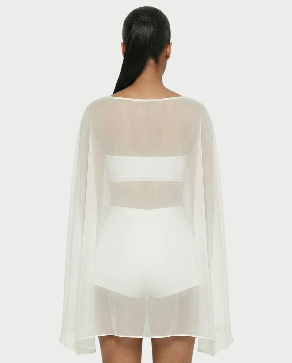 ALMIRA Sheer Mesh Blouse Cover-Up Top