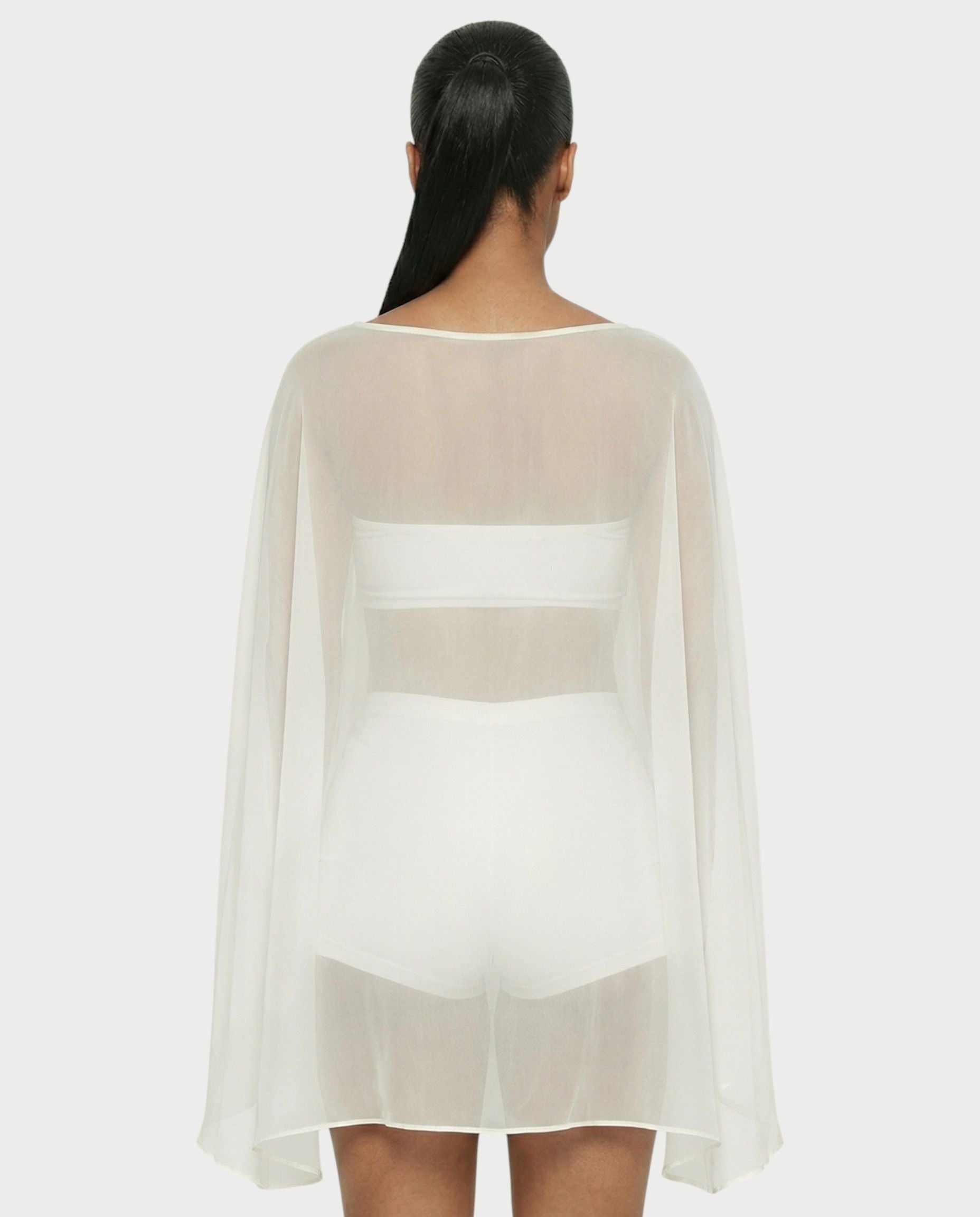 ALMIRA Sheer Mesh Blouse Cover-Up Top