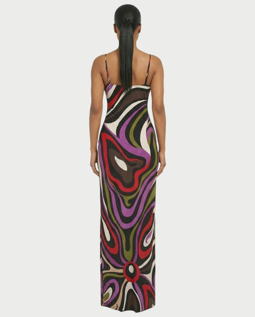 ROMEYA Abstract Swirl Print Bodycon Maxi Dress