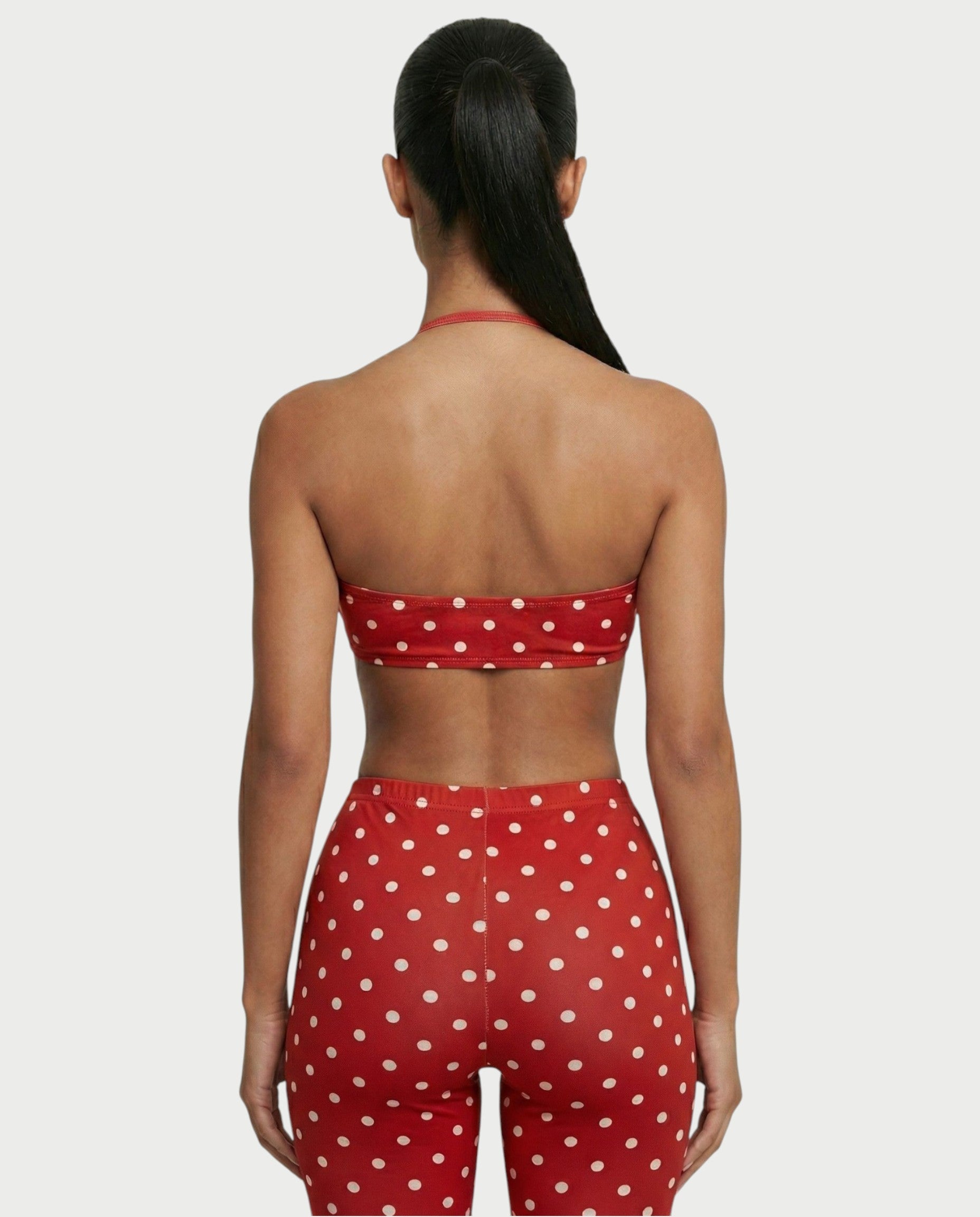 DARYA Polka Dot Bandeau Halter Top & Capri Pants Set