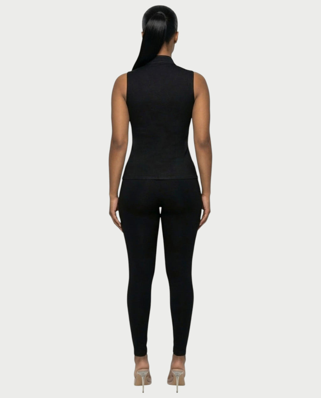 VELENA Lace-Up Zip-Front Vest Top